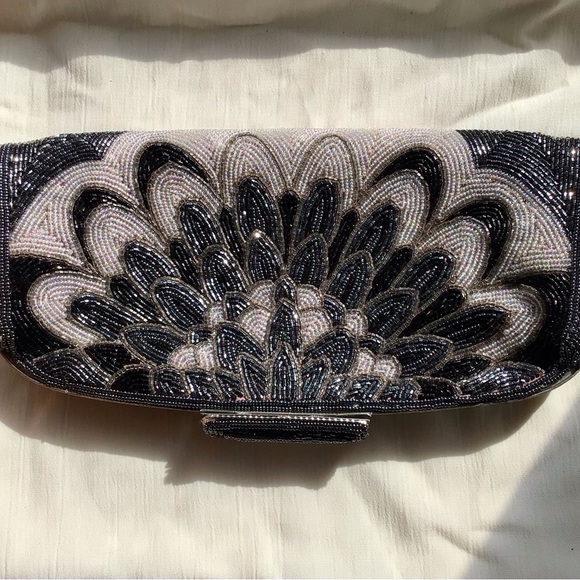 Vintage SharMark Black and Clear Beaded Clutch - Picture 3 of 13